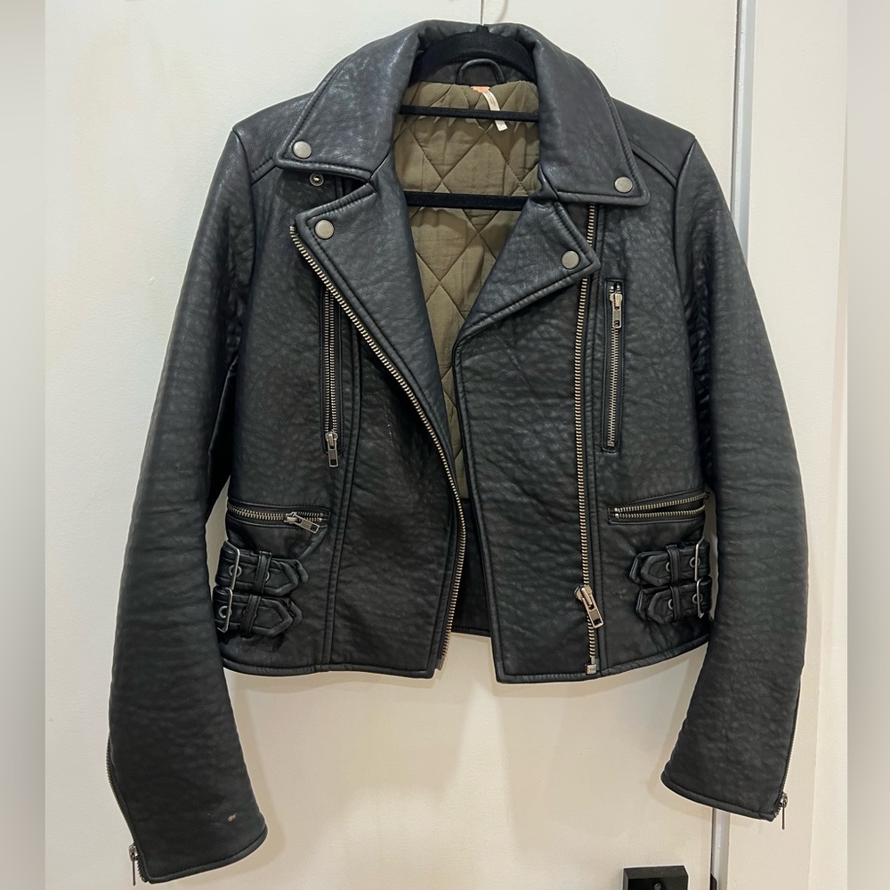Free People lined leather jacket size 2